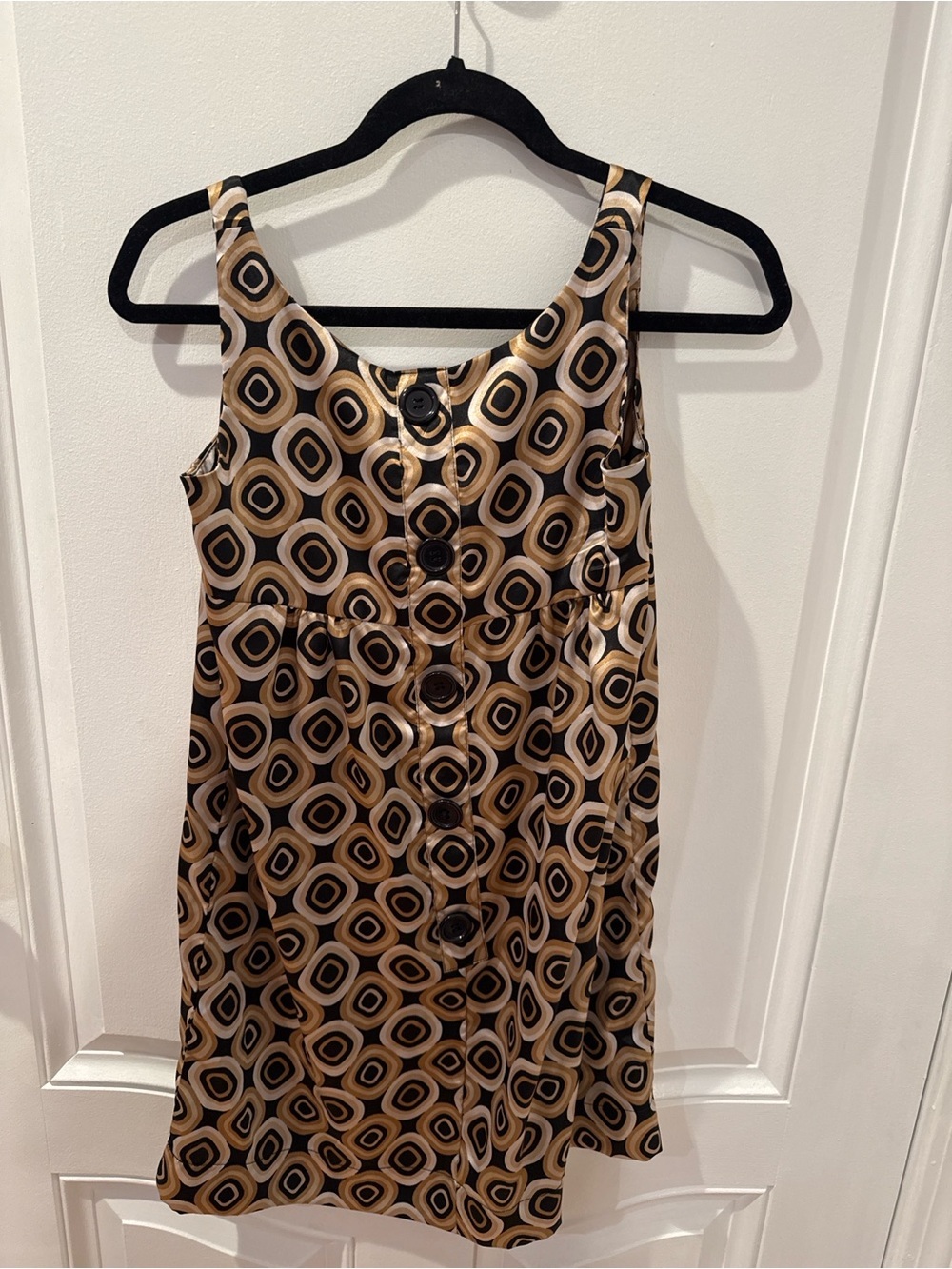 Passport Women’s Sleeveless Retro Geometric Print Shift Dress Small Brown Black - Picture 5 of 5